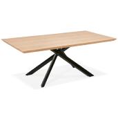 Table de salle à manger design 'Tepee Wood' plateau bois naturel pieds en métal noir - 200 x 100 cm