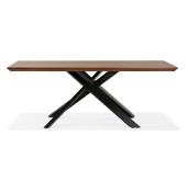 Table de salle à manger design 'Tepee Wood' plateau bois noyer pieds en métal noir - 200 x 100 cm