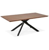 Table de salle à manger design 'Tepee Wood' plateau bois noyer pieds en métal noir - 200 x 100 cm