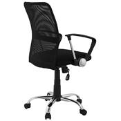 Fauteuil de bureau design à roulettes dossier bas 'SEDUTA' tissu noir resillé pieds en métal chromé
