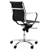 Fauteuil de bureau design à roulettes et dossier bas 'GREATERS MINI' noir pieds en métal chromé