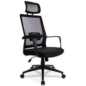Fauteuil de bureau design à roulettes dossier haut 'BOOT' en tissu et tissu maillé noir pieds noir