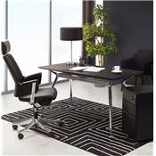 Fauteuil de bureau design à roulettes dossier haut 'BIG MASTER' noir avec pieds en alluminium