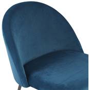 Fauteuil design 'ART' en velours bleu avec 4 pieds en métal noir