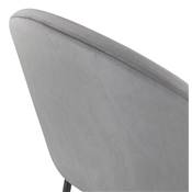 Fauteuil design 'ART' en velours gris clair avec 4 pieds en métal noir