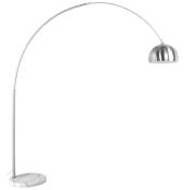 Lampadaire design 'Arc XXL' abat-jour et structure en acier brossé socle en marbre