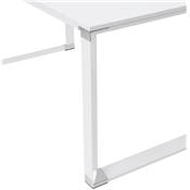 Grand bureau direction d'angle 'BUSINESS L - XL' bois blanc pieds blanc et chromé – 200 x 100 cm