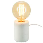 Lampe à poser design cylindrique 'CILINDRO' en marbre blanc