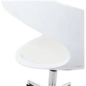 Chaise de bureau à roulettes design 'Neptune' blanche pied en métal chromé