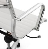 Fauteuil de Bureau design à roulettes et dossier bas 'GREATERS MINI' blanc avec pieds en métal chromé