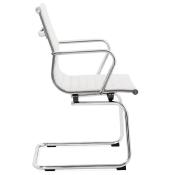 Chaise de Bureau design 'SLAT' blanche avec pieds en métal chromé