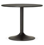 Petite table / table salle de réunion ronde 'Kaza Mini' bois noir pied central métal noir – Ø 90 cm