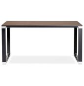 Bureau de direction droit 'Small Business' plateau noyer pieds métal noir et chromé – 140 x 70 cm
