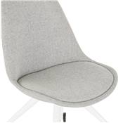 Petite chaise de bureau design à roulettes dossier bas 'SIMPLE' en tissu gris pieds en métal blanc