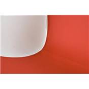 Fauteuil design lounge rond à accoudoirs 'Space' pivotant rouge et blanc pied central métal chromé