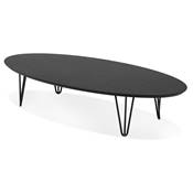 Grande table basse style industriel ovale 'DANA' plateau bois noir pieds en métal noir - 110 x 80 cm