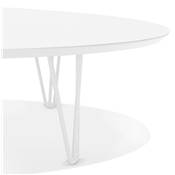 Grande table basse style industriel ovale 'DANA' blanche en bois pieds en métal blanc - 110 x 80 cm