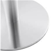 Table basse ronde lounge 'KARA MINI' blanche en bois et pied central en acier brossé - Ø 90 cm