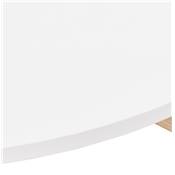 Table basse ronde 'FAST GLAS' plateau en bois blanc et 4 pieds en bois naturel massif ciré - Ø 80 cm