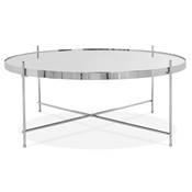 Table basse ronde 'ELEMENTO XL' plateau en verre miroir chromé 4 pieds en métal chromé - Ø 80 cm
