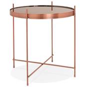 Table d'appoint guéridon pliable 'SMALL ELEMENTO' plateau miroir 4 pieds en métal cuivré - Ø 40 cm