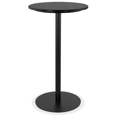 Table bar Mange-debout design 'RULLA' en pierre effet marbre noir pied central métal noir - Ø 60 cm