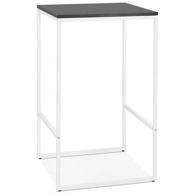 Table bar haute style industriel carré 'BISTRO' bois noir 4 pieds métal blanc idéal proffesionnels
