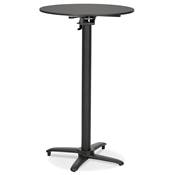 Table de bar haute pliable ronde 'BARDA' en bois noir avec pied central en métal noir – Ø 68 cm
