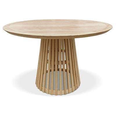 Table de salle à manger ronde design 'BIRD' plateau et pied central en bois de cèdre naturel - Ø 120 cm