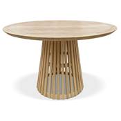 Table de salle à manger ronde design 'BIRD' plateau et pied central en bois de cèdre naturel - Ø 120 cm