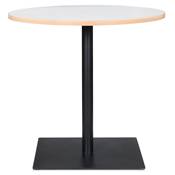 Table ronde 'KRUBBA' blanche en bois et pied central en métal noir à base carrée - Ø 80 cm