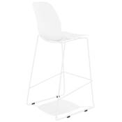 Tabouret de bar empilable design 'GREAT' blanc avec pieds tréteaux en métal blanc dossier haut