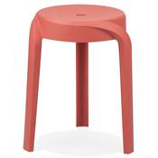 Tabouret bas design de style moderne empilable 'FIORI' en resine rouge