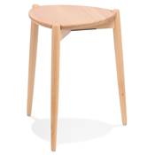 Tabouret bas design de style scandinave empilable 'DRYCK' avec assise et pieds en Frêne naturel