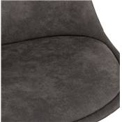 Tabouret de bar baroque 'KESKI' en microfibre grise 4 pieds et repose pieds métal noir dossier haut