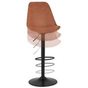 Tabouret bar réglable 'BAROK' pivotant microfibre marron pied métal noir repose pieds dossier haut