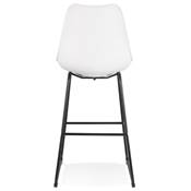Tabouret de bar design 'GUSTO' blanc avec pieds tréteaux et repose pieds en métal noir dossier haut