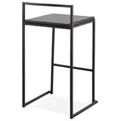 Tabouret de snack mi-hauteur empilable design carré 'BLACK IRON MINI' pieds métal noir dossier bas