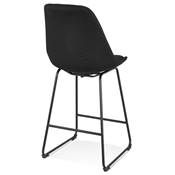 Tabouret de snack mi-hauteur 'GUSTO MINI' tissu pieds tréteaux repose pieds métal noir dossier haut
