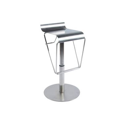 Tabouret de bar réglable design 'Spirit' pivotant acier brossé pied avec repose pieds dossier bas