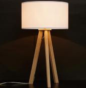 Lampe à poser scandinave trépied 'Stätiv' abat-jour blanc 3 pieds en bois naturel