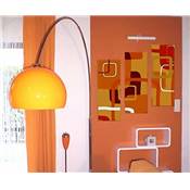 Lampadaire design 'Arc' abat-jour orange structure en métal chromé socle en marbre