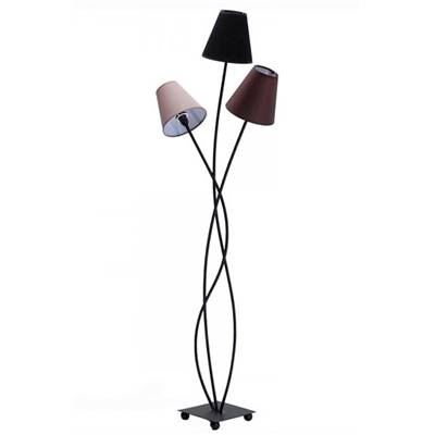 Lampadaire moderne 'Mocca tre' 3 abats-jours en tissu multicolors coniques et 3 pieds en métal