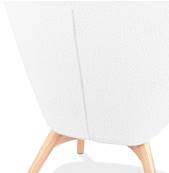 Fauteuil à oreilles capitonné design scandinave 'ELEGAN' en tissu bouclé blanc pieds en bois naturel