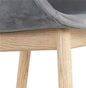 Chaise design à accoudoirs 'MAJESTY' en velours gris et 4 pieds en bois naturel