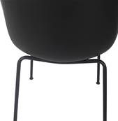 Chaise design à accoudoirs 'CONCEPT' noire àvec 4 pieds en métàl noir