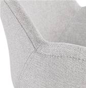 Chaise design à accoudoirs rembourée 'TUNED' en tissu gris clair avec 4 pieds en métal noir