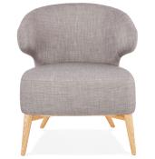 Fauteuil lounge design à accoudoirs 'COBBE' en tissu gris pieds en bois naturel