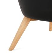 Fauteuil lounge design à accoudoirs 'COBBE' noir et pieds en bois naturel