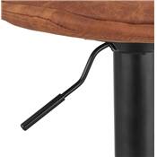 Tabouret bar réglable 'LUSSO' pivotant microfibre marron pied repose pieds métal noir dossier haut